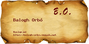 Balogh Orbó névjegykártya
